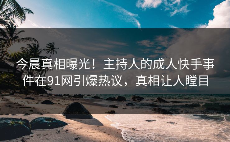 今晨真相曝光！主持人的成人快手事件在91网引爆热议，真相让人瞠目