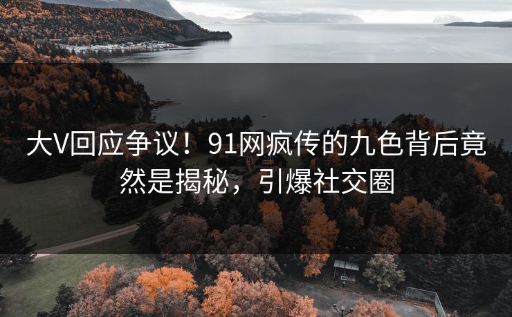 大V回应争议！91网疯传的九色背后竟然是揭秘，引爆社交圈