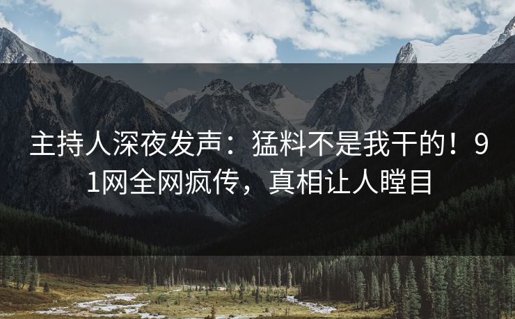 主持人深夜发声：猛料不是我干的！91网全网疯传，真相让人瞠目