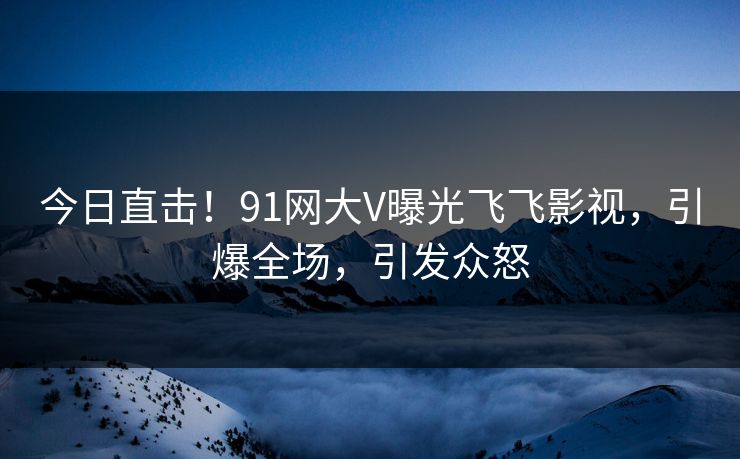 今日直击！91网大V曝光飞飞影视，引爆全场，引发众怒