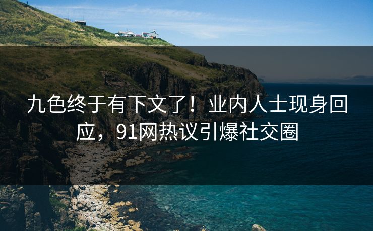 九色终于有下文了！业内人士现身回应，91网热议引爆社交圈