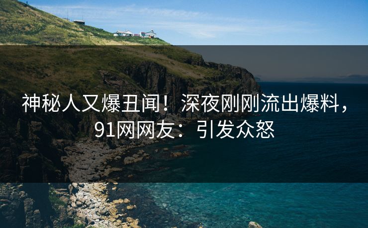 神秘人又爆丑闻!深夜刚刚流出爆料,91网网友:引发众怒